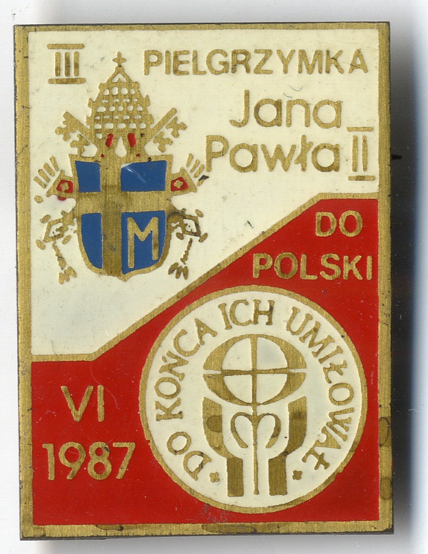 Znaczki upamietniające pielgrzymnki Jana Pawła II do Polski - ten na pamiątkę II pielgrzymki w 1987 roku.